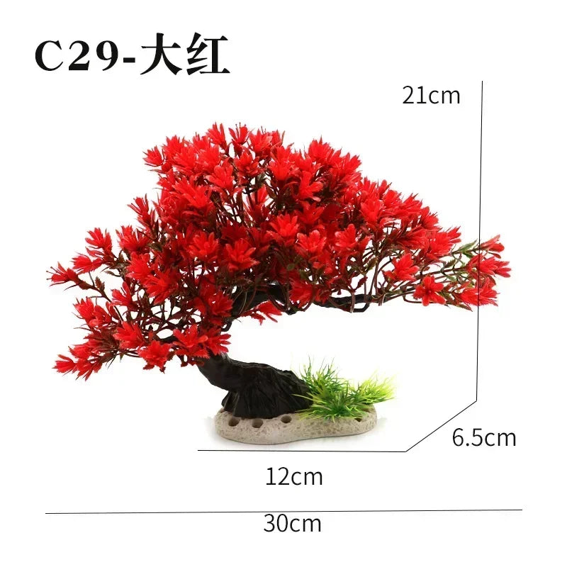 Aquarium Ornaments Simulation Plants Fish Tank Landscaping Decorations Plastic Water Plants Flowers Trees Accessories