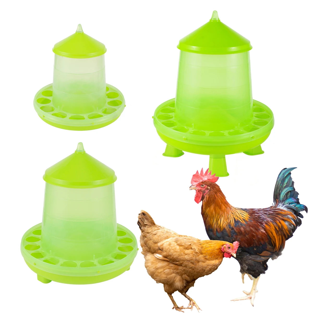 Thickened Net Feed Bucket with Feet Light Green 2kg/4kg Chicken Duck Goose Automatic Feed Bucket Anti-Spill Pigeon Trough 1Pc