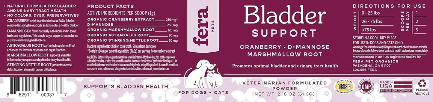 Bladder Cranberry Supplement for Dogs & Cats Vet Created Kidney & Urinary D-Mannose Cranberry, Stinging Nettle