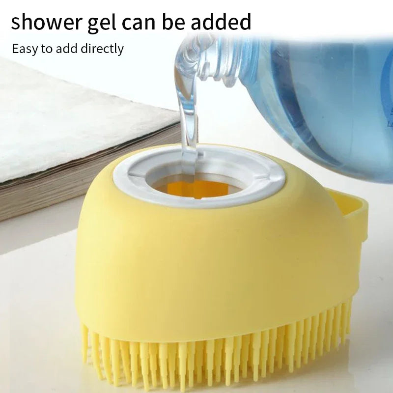 Soft Safety Bathroom Gloves Puppy Dog Cat Bath Massage Gloves Brush Silicone Comb with Shampoo Box Massager Comb Grooming Shower Brush
