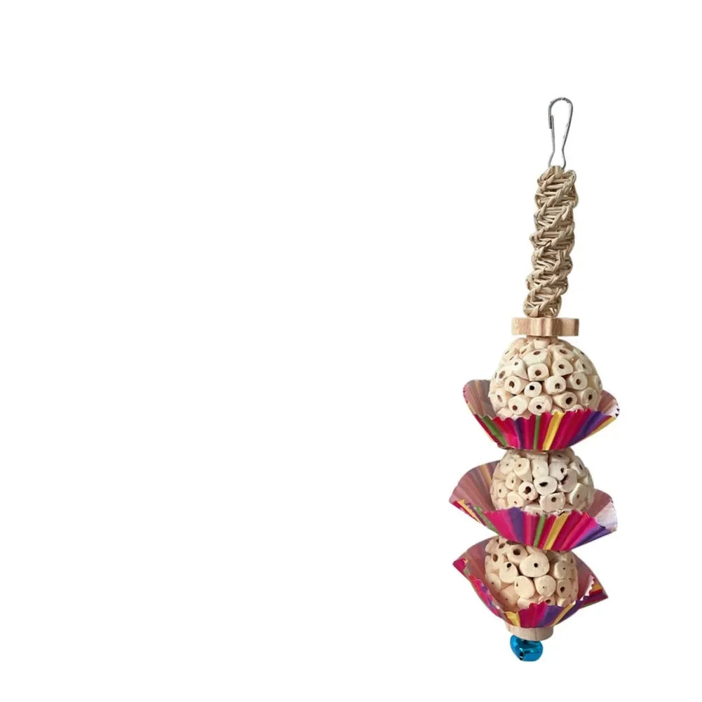 Parrots Supplies Bird Toys With Bell Natural Wooden Blocks Teething Chew Gift Chew Toy Parrot Toys For Parakeets Cockatiels Bird