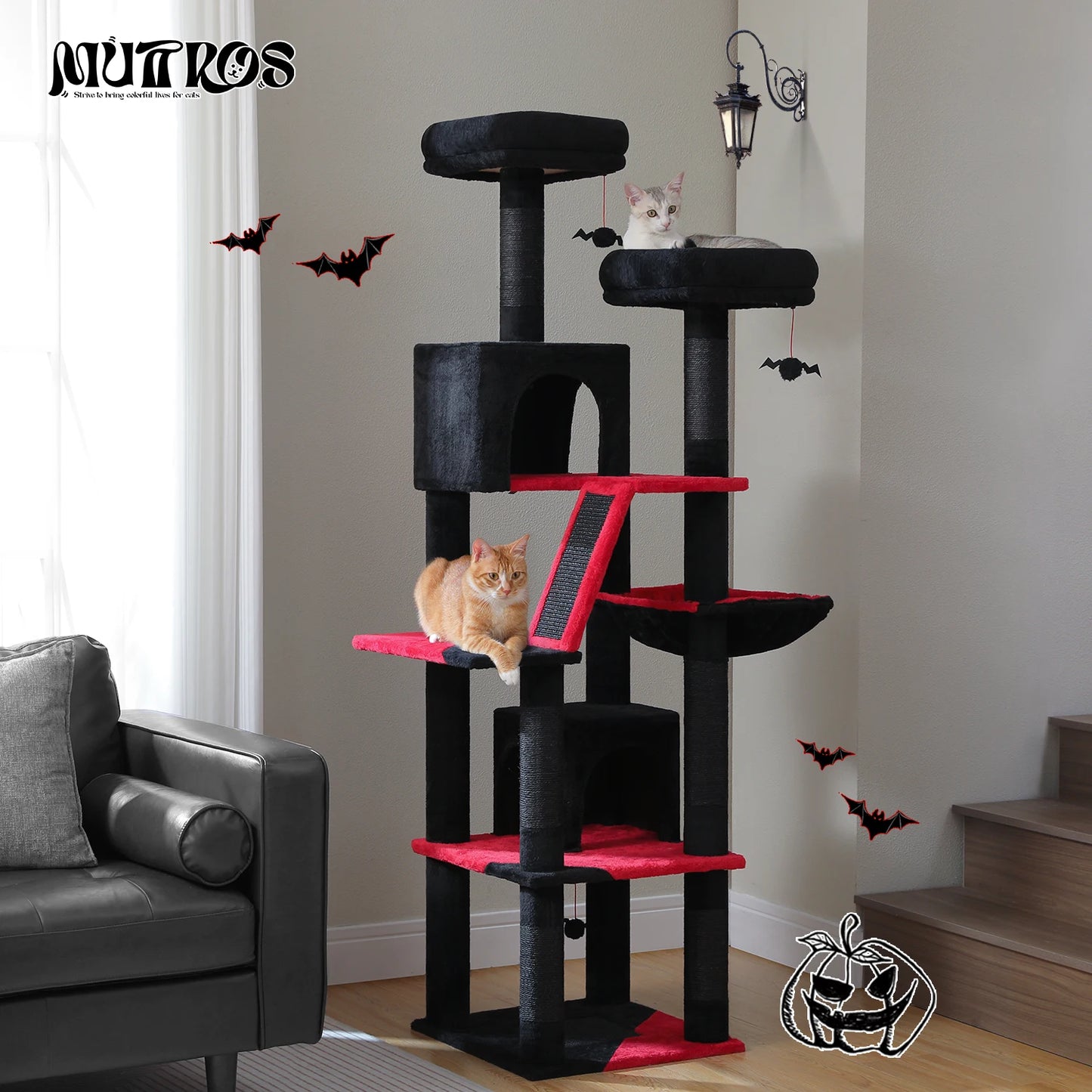 Large Cat Tree Tall Cat Tower for Indoor Cats Multi-Level Plush Cat Condo with Scratching Posts Scratching Posts Perches Caves