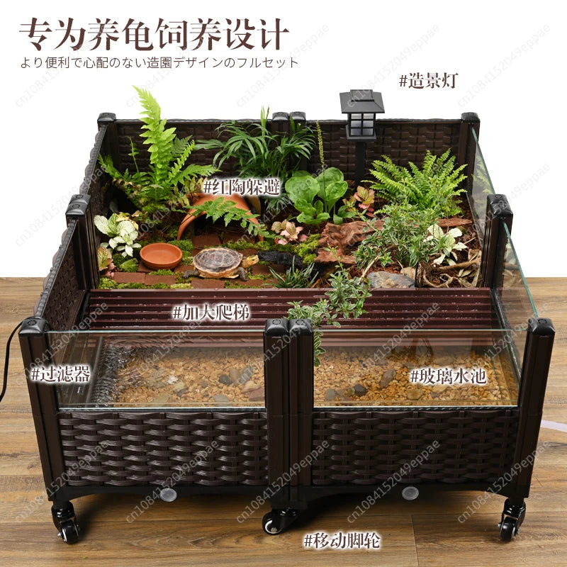 Turtle special ecological landscaping breeding tank breeding box household raising yellow edge turtle large extra large amphibians