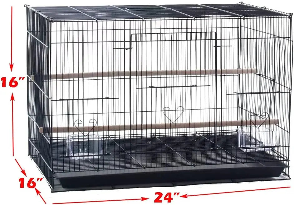 Lot of 6 Aviary Breeding Bird Cages Finch Parakeet Canary Lovebird Budgie Aviary Flight Cage 24"x16"x16"H (Black)