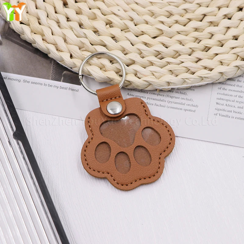 Leather Memorial Pet Hair Storage Bag Cat Paw Keychain Handmade Homemade Pet Memorial Keychain