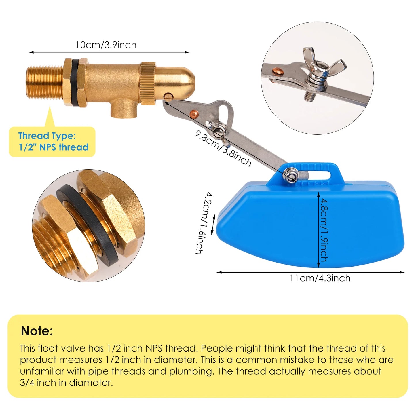 1/2" 3/4" Brass Float Valve Cold and Hot Water Tank Floating Ball Valve Flow Control Cistern/Expansion Tanks DN15 DN20