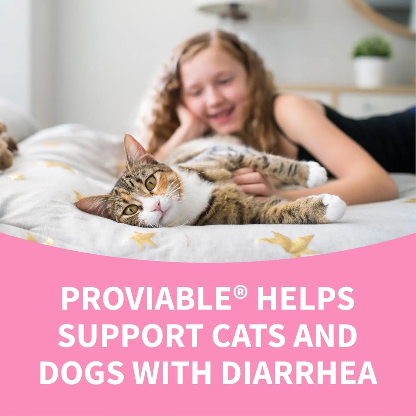 80 Count Proviable Digestive Health Supplement Multi-Strain Probiotics for Cats and Dogs - with 7 Strains of Bacteria
