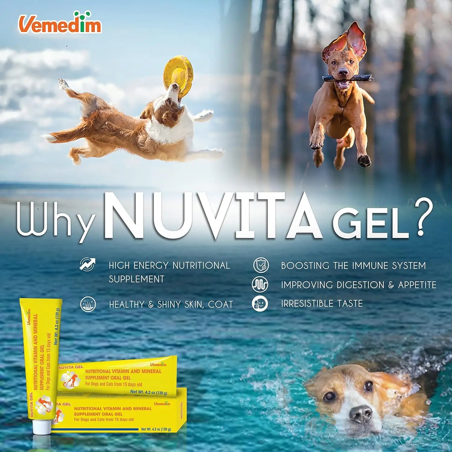 Premium Nutritional and Vitamin Gel for Dogs and Cats - Enhance Health, Boost Appetite, and Energize! Suitable for All Breeds