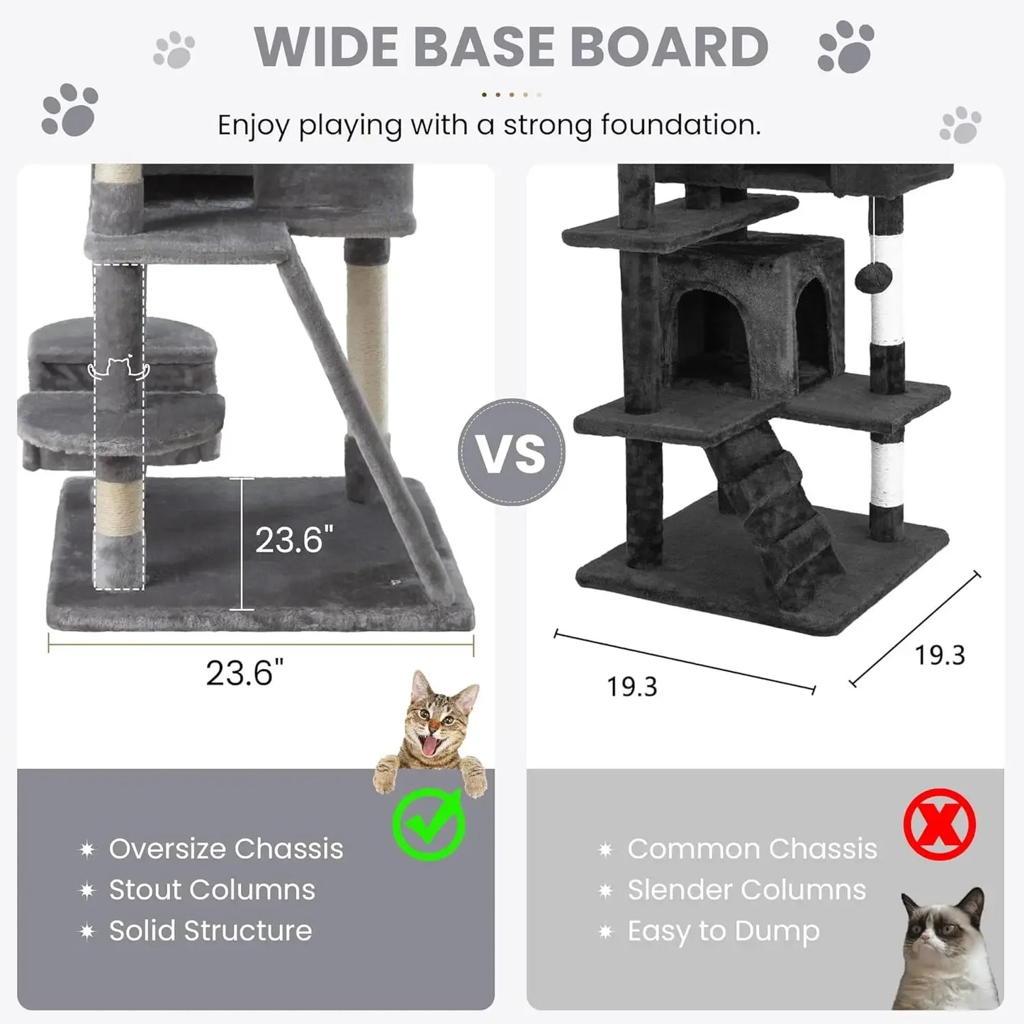 65in Larger Cat Tree Tower Condo for Indoor Multi-Level Furniture Activity Center with Wide Base/Cozy Plush