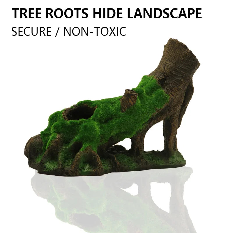 Resin Reptile Hide Cave Terrarium Decoration Lizards Snake Turtle Shelter Hide Rest Cave Reptiles Box Aquarium Landscape Decor