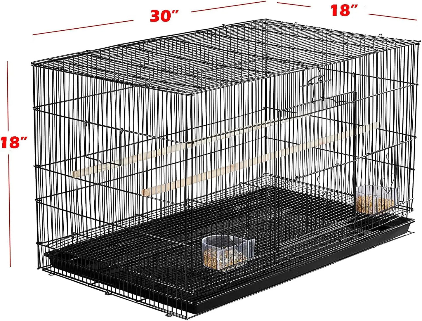 Lot of Breeding Flight Bird Cages for Aviaries Canaries Budgies Finches Lovebirds Parakeet (30"x18"x18" Black)