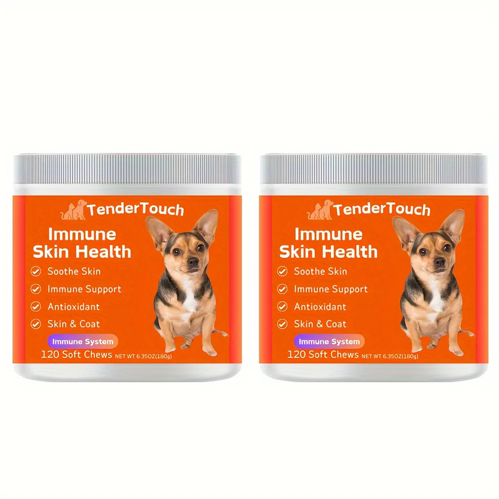 240 Chews - 2 Pack(2 x 180g/6.35oz) 360g/12.7oz - TenderTouch Allergy & Immune Supplement for Dogs - Dog Allergy Support