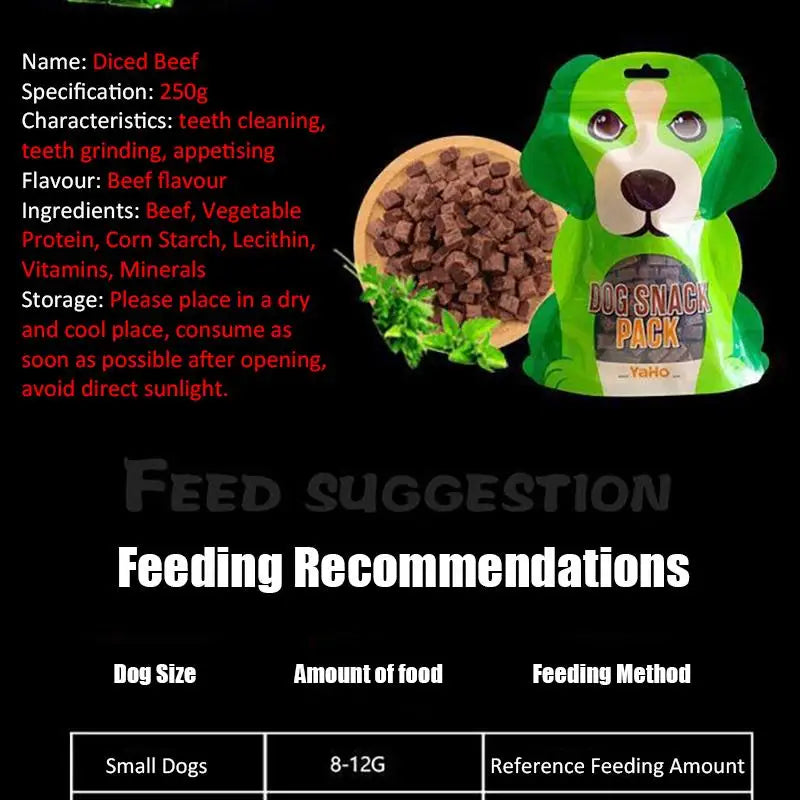 Diced Beef Particles Appetizing Digestive Nutritious Delicious Chewy Adult Dog Puppy Training Rewards Premium Beef Pet Snack