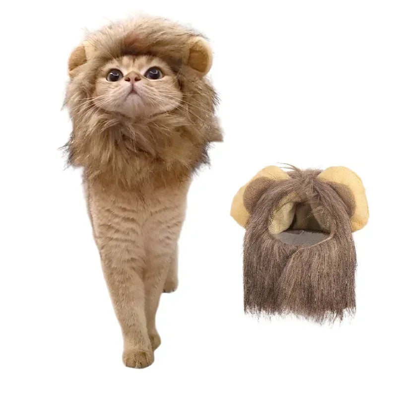 Cat Cosplay Dress Up Pet Hat Lion Mane for Cat Puppy Lion Wig Costume Party Decoration Halloween Christmas Cat Pet Supplies