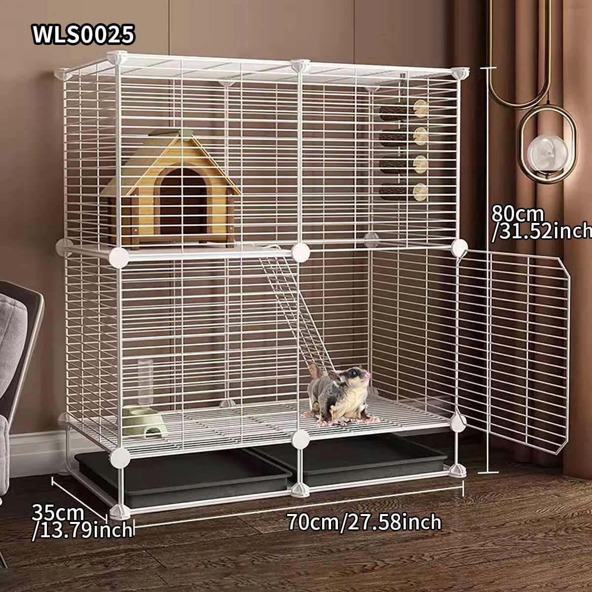 Small Animal Cage for Home Use with Toilet, Large Rabbit Cage, Sugar Glider Breeding Squirrel Cage with Tray