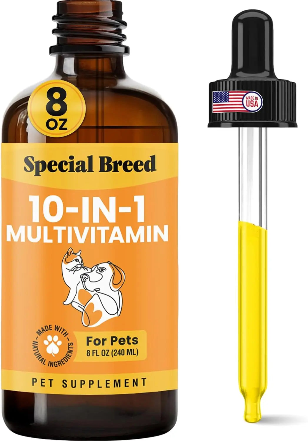 8 Ounce (Pack of 1)10-in-1 Liquid Multivitamin for Dogs and Cats, 8 Ounce Multi Vitamin Supplement, Vitamin for Dogs, Cats,