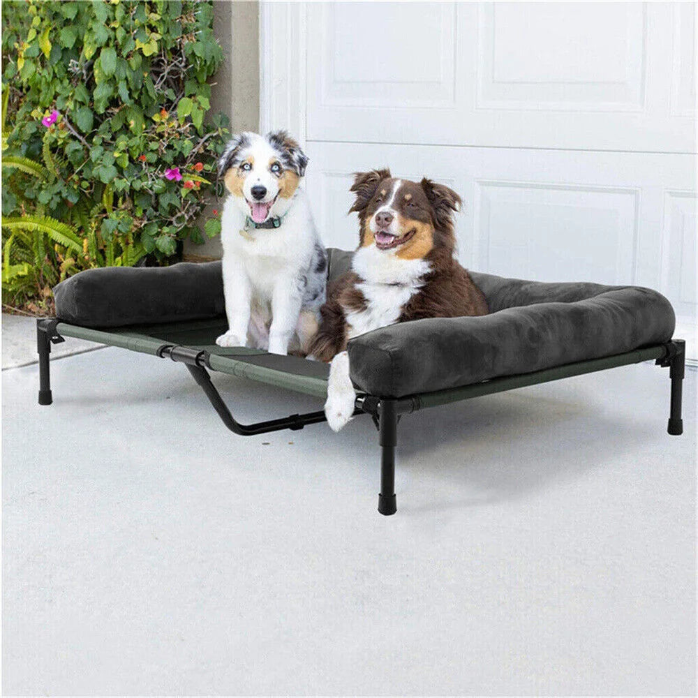 XXL XL Large Dog Bed Outdoor Raised Dog Bed with Cooling Breathable Mat and Soft Plush Mat Pet Puppy Camping Cot for Home Garden Indoor