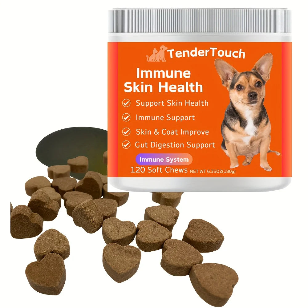120 Chews - 1 Pack (1 x 180g/6.35oz) 180g/6.35oz - TenderTouch Allergy & Immune Supplement for Dogs - Dog Allergy Support