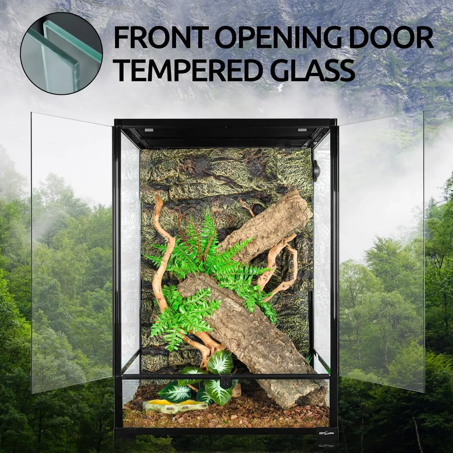 Special Offers 90 Gallon Reptile Terrarium with Front Opening Door and Top Screen Ventilation Easy Assembly Reptile Habitat