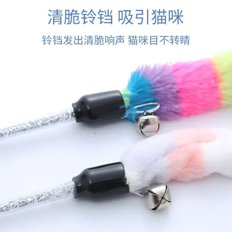 Pet Cat Toy Feather Cat Teaser Wand Cat Interactive Toys Caterpillar Colorful Rod Teaser Wand Supplies Accessory