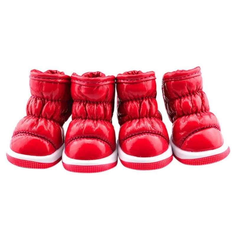 4pcs/sets Winter Dog Shoes Warm Fleece Puppy Pet Shoes Waterproof Dog Snow Boots For Small Dogs Chihuahua Yorkie Teddy Shoes