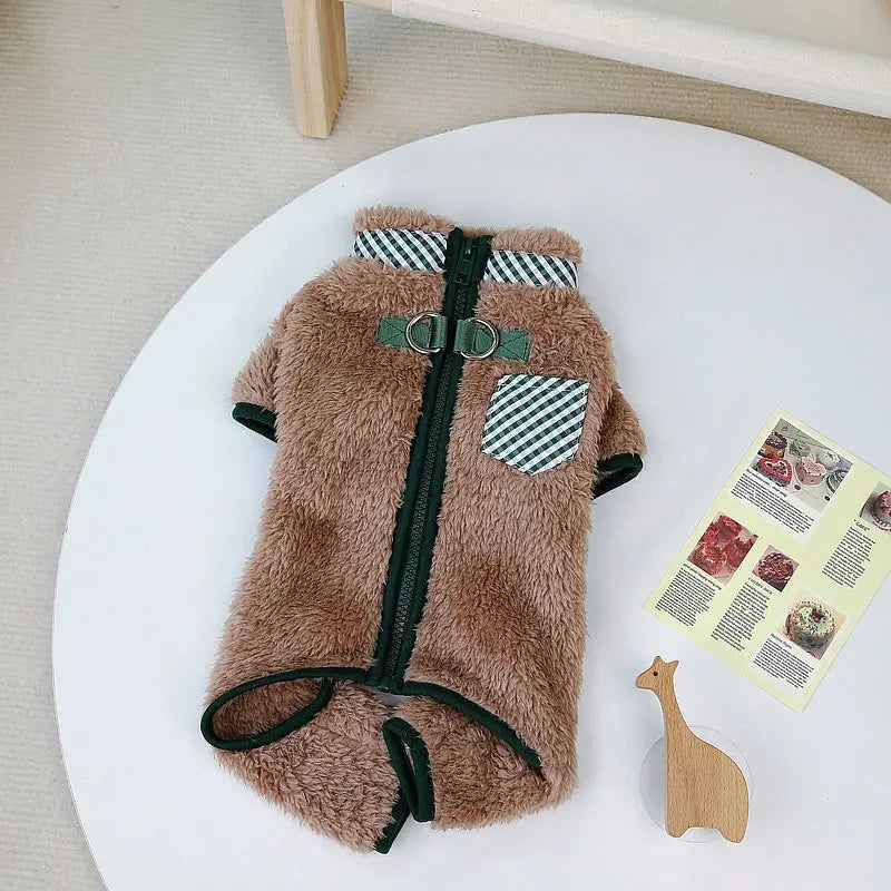 Towable Pet Jumpsuit with Buckle Winter Warm Puppy Dog Suit Clothes for Small Dogs Yorkshire Shih Tzu Overalls Clothing