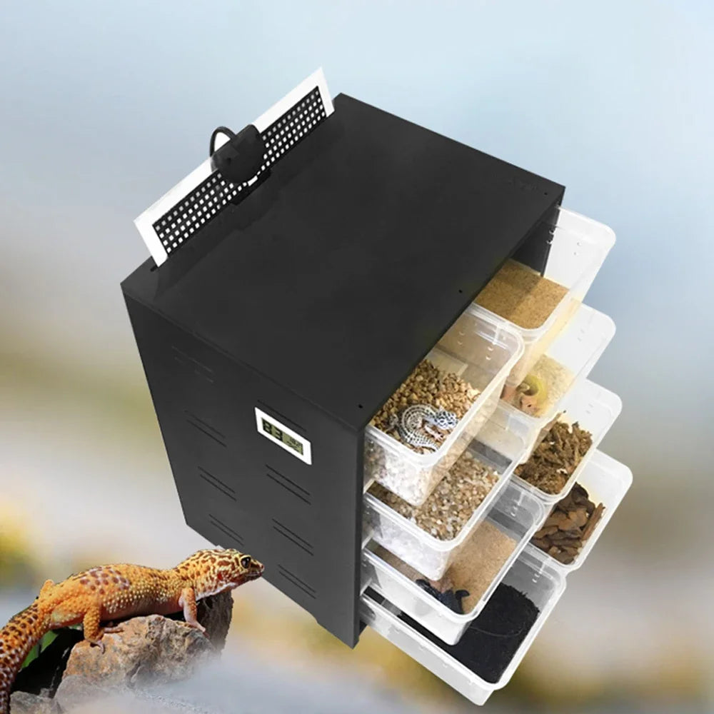 8 Layers Acrylic Pets Feeding Cabinet, 220V High Capacity Transparent Winter Breeding Box with Thermometer & Hygrometer