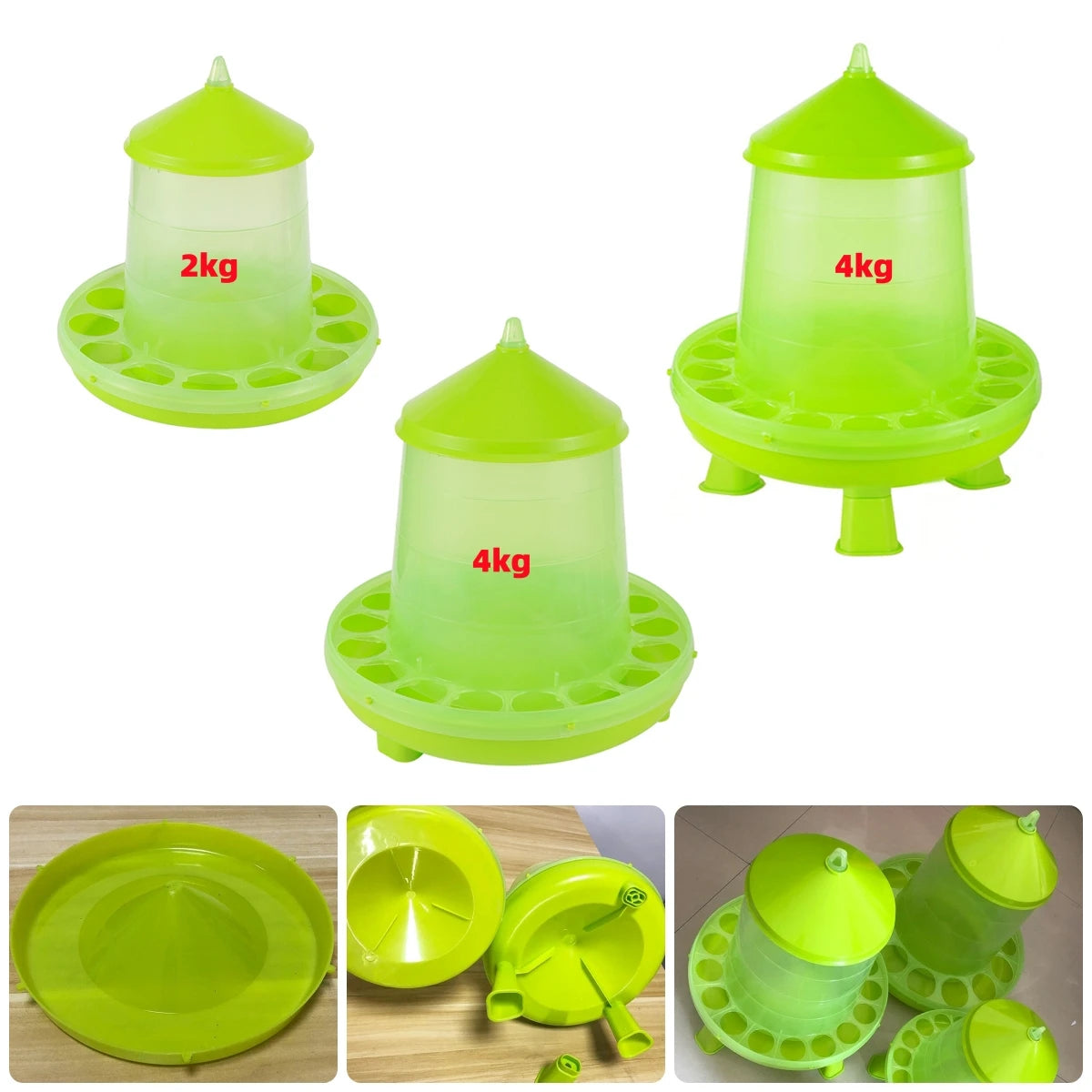 Thickened Net Feed Bucket with Feet Light Green 2kg/4kg Chicken Duck Goose Automatic Feed Bucket Anti-Spill Pigeon Trough 1Pc