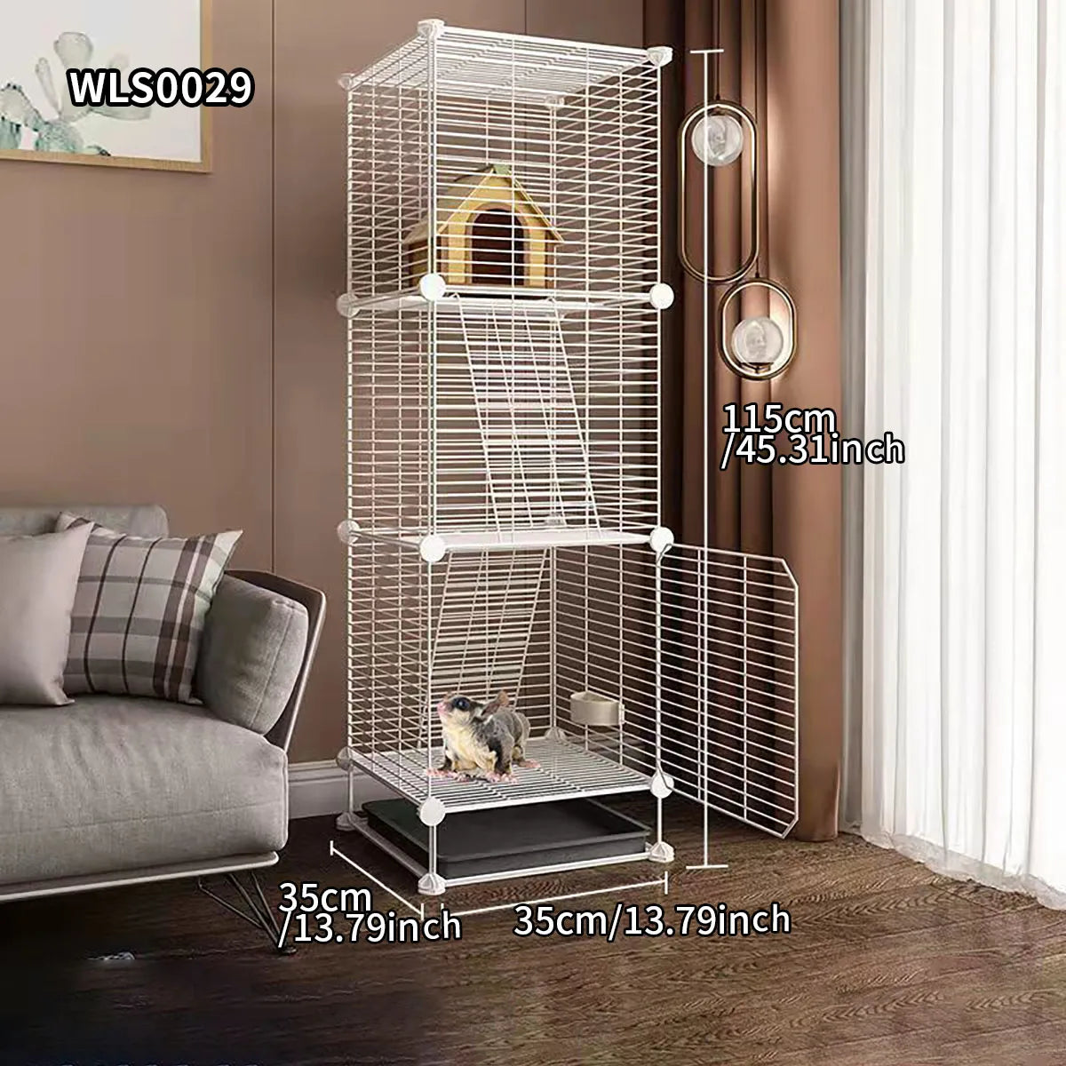 Small Animal Cage for Home Use with Toilet, Large Rabbit Cage, Sugar Glider Breeding Squirrel Cage with Tray