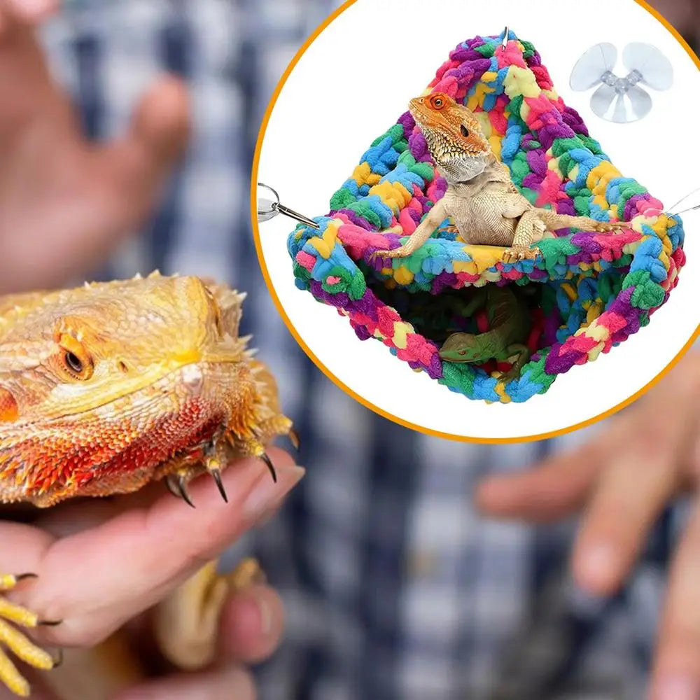 Double Layered Bearded Dragon Hammock Soft Hand-Woven Swing Bed Reptile Hammock For Lizards Chameleons Parrots Geckos