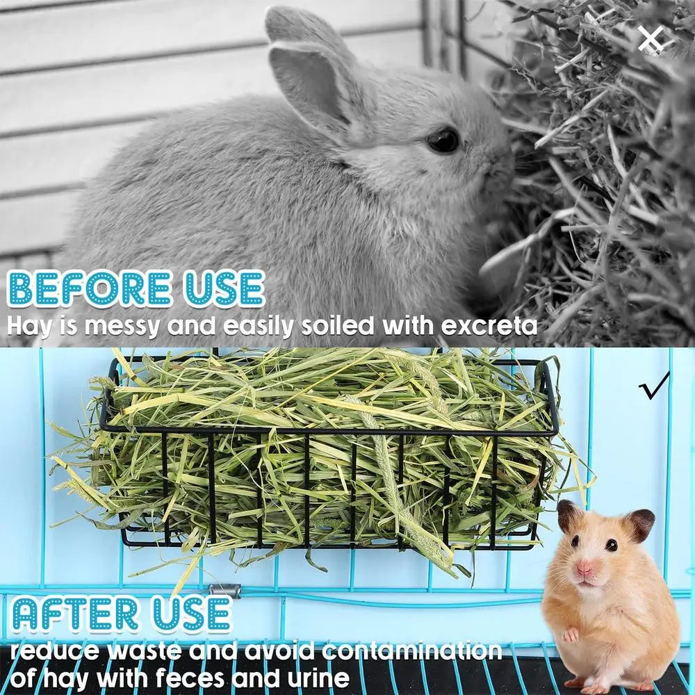 Guinea Pig Hay Holder 2Pcs Metal Feeder Bunny Hay Feeder Grass Holder Small Animal Basket With Hooks For Ferret Bunny