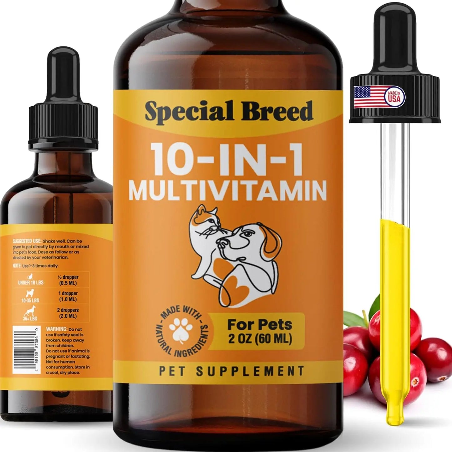 8 Ounce (Pack of 1)10-in-1 Liquid Multivitamin for Dogs and Cats, 8 Ounce Multi Vitamin Supplement, Vitamin for Dogs, Cats,
