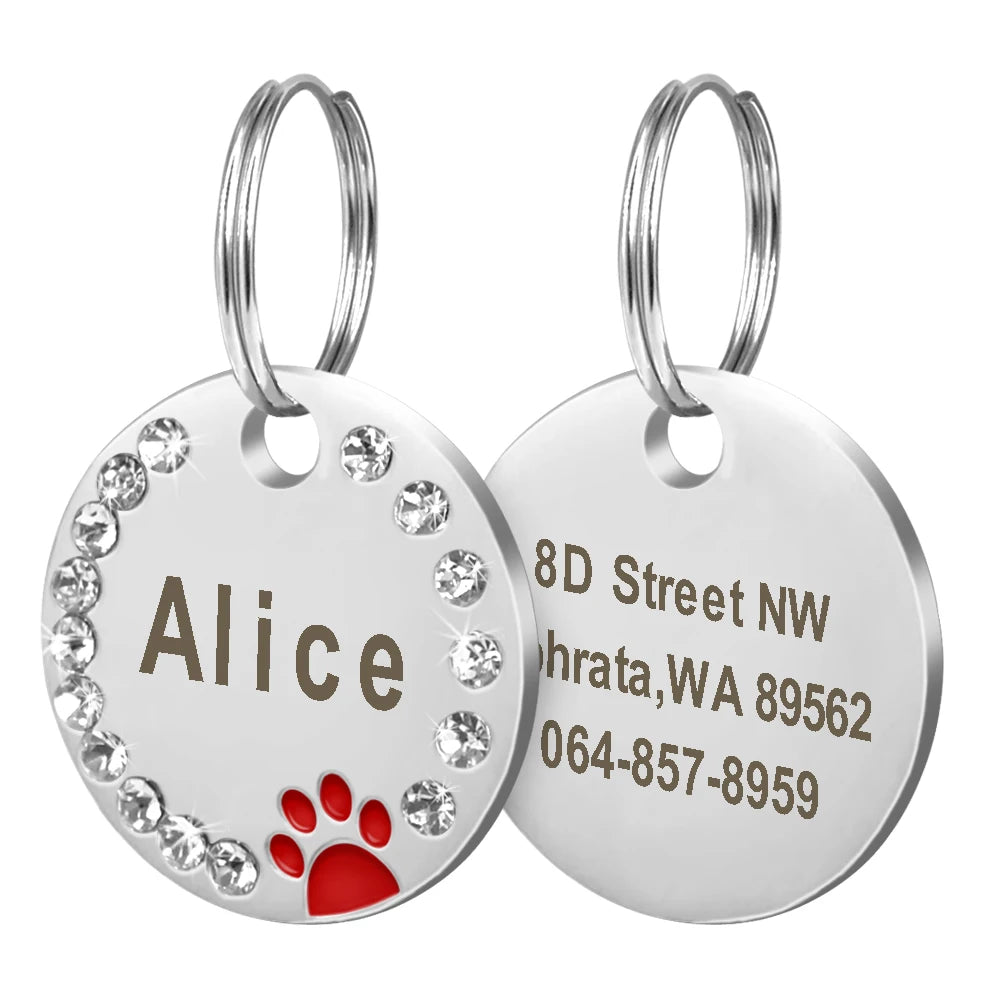 Cute Cat Tag Small Dog ID Tags Free Engraved Name Cats Kitten Name Tag Anti-lost Pet Collar Pendant Fish Shape & Cat Face Tags