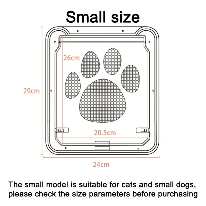 4-Way Lockable Plastic Pet Big Dog Cat Door for Screen Window Safety Flap Gates Pet Tunnel Dog Fence Free Access Door for Home