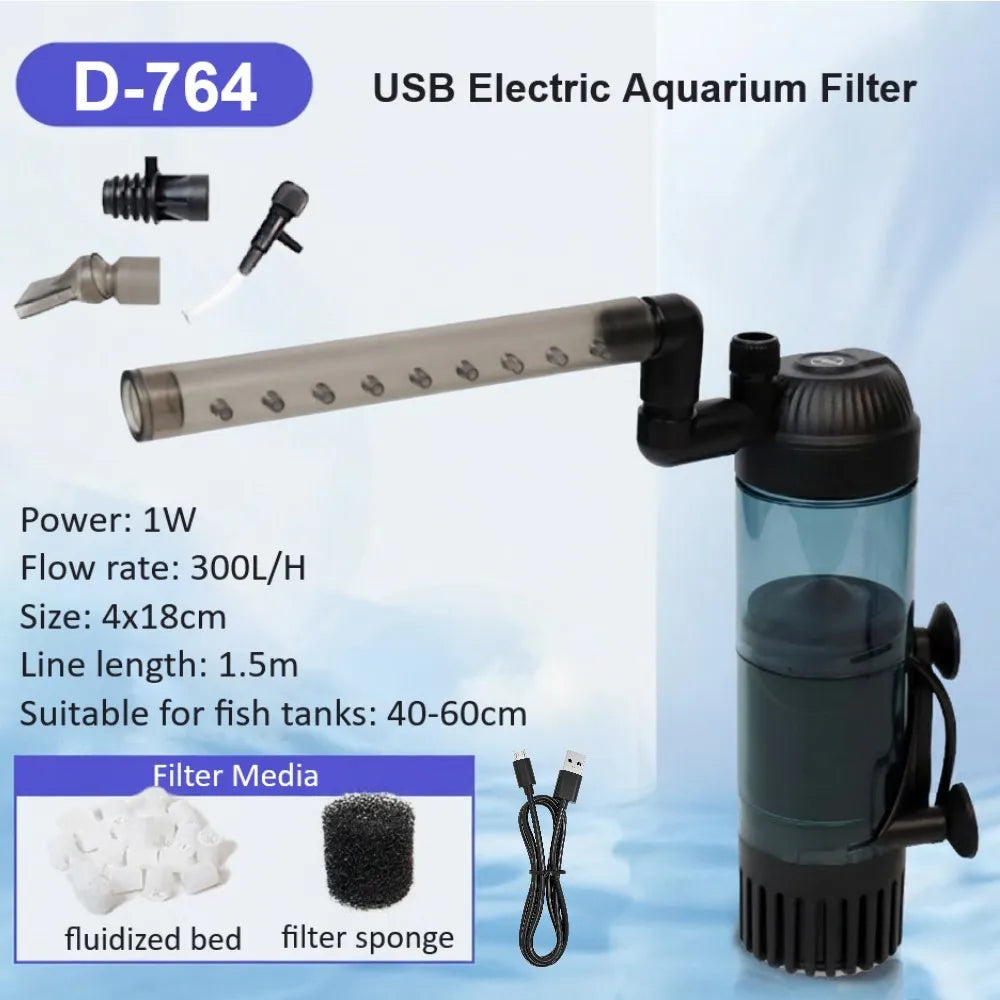 Fish Tank Filter Aquarium Internal Water Filter Aquarium Skimmer Electric Water Pump Activated Carbon Filter Fish Tank Air Pump