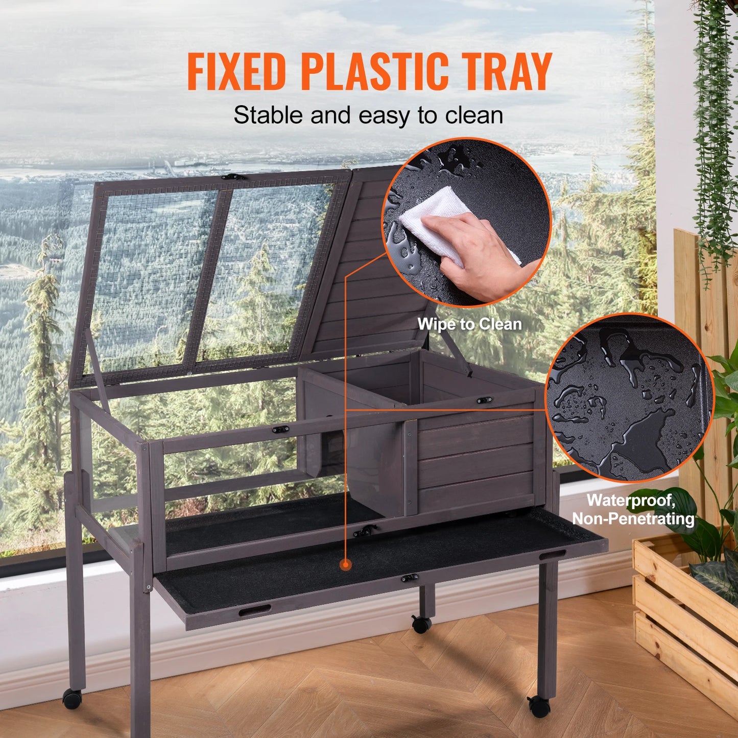 VEVOR Tortoise Habitat Tortoise House Indoor & Outdoor Rolling Tortoise Enclosure with Light Stand Reptile Enclosure Animal Cage