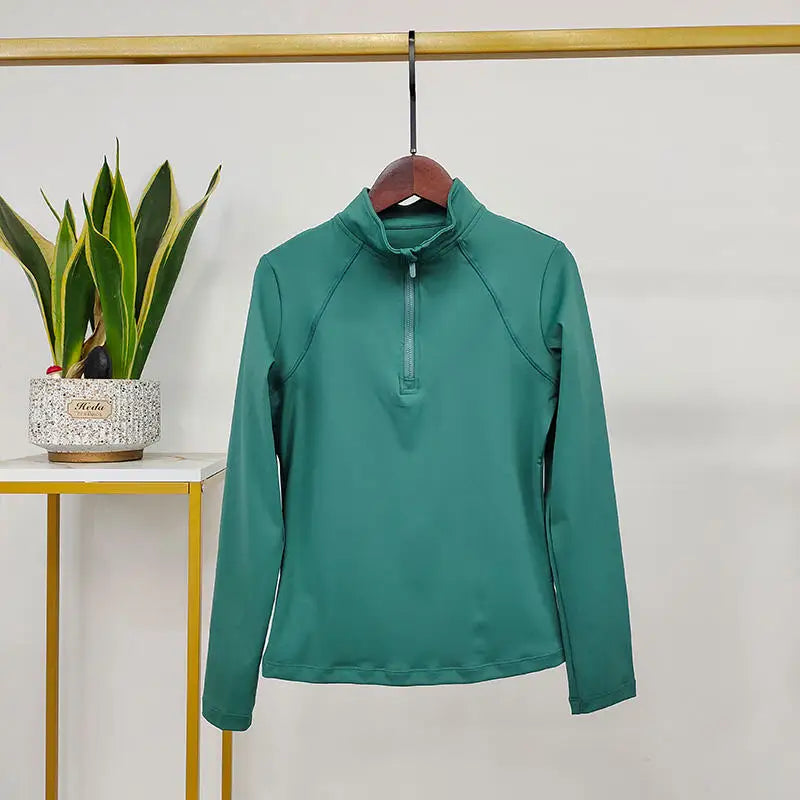 MXLLINA Western Zipper Horseback Riding Long Sleeve Base layer Equestrian Tops Breathable Riding Shirts Equestrian Clothing