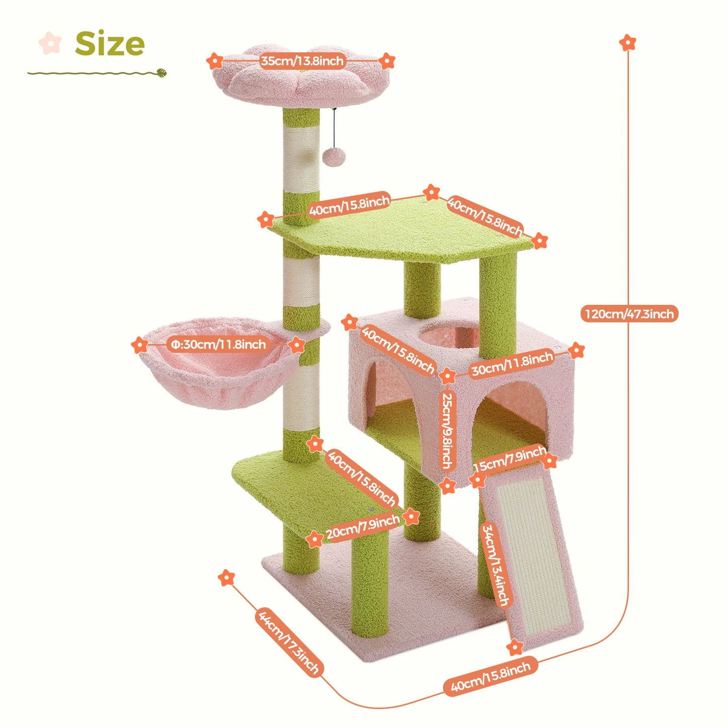 Flower Cat Tree Multi-Level Cat Tower with Sisal Covered Scratching Posts Small Medium Cats