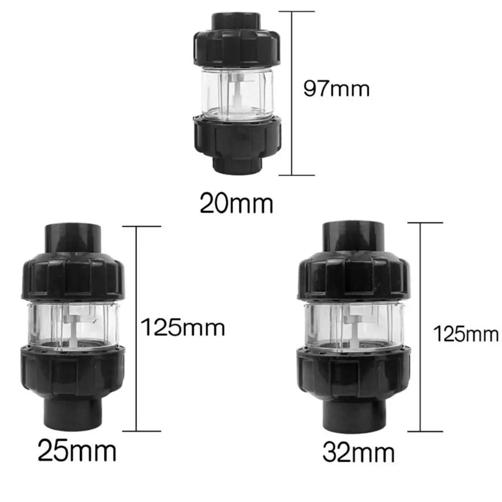 UPVC Aquarium Check Valves Non Return 20/25/32mm Fish Tank Lifting Check Valve Transparent Dual Interfaces