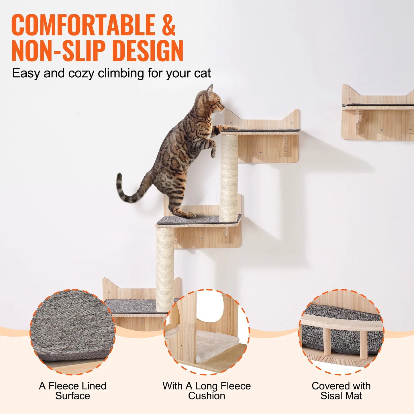 Wall Mounted Cat Shelves and Perches Cat Floating Furniture up to 40lbs for Sleeping/Playing/Climbing Set Sleeping/Playing/Climbing Set