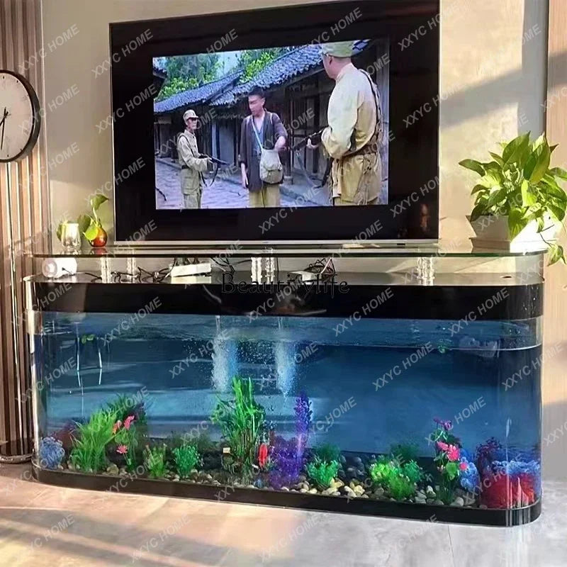 European Fish Tank Aquarium TV Cabinet Ecological Change Water Floor Type