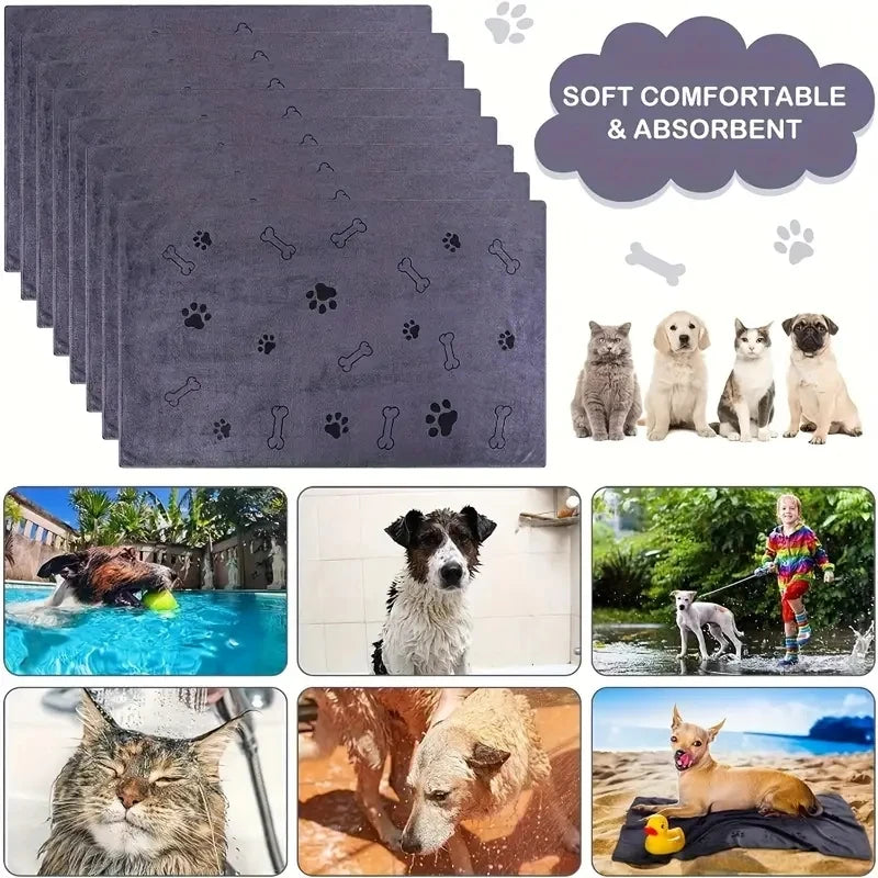 2pcs Soft Microfiber Dog Towels - Quick Dry, Absorbent Pet Bath & Grooming Towels For Dogs Pet Bath Drying Towels