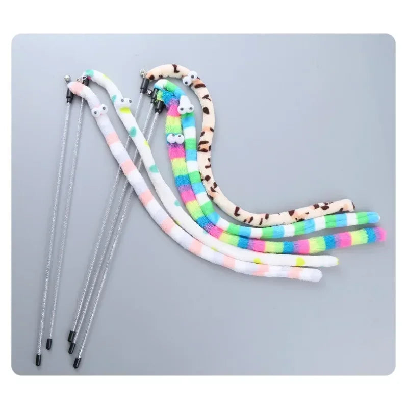 Pet Cat Toy Feather Cat Teaser Wand Cat Interactive Toys Caterpillar Colorful Rod Teaser Wand Supplies Accessory