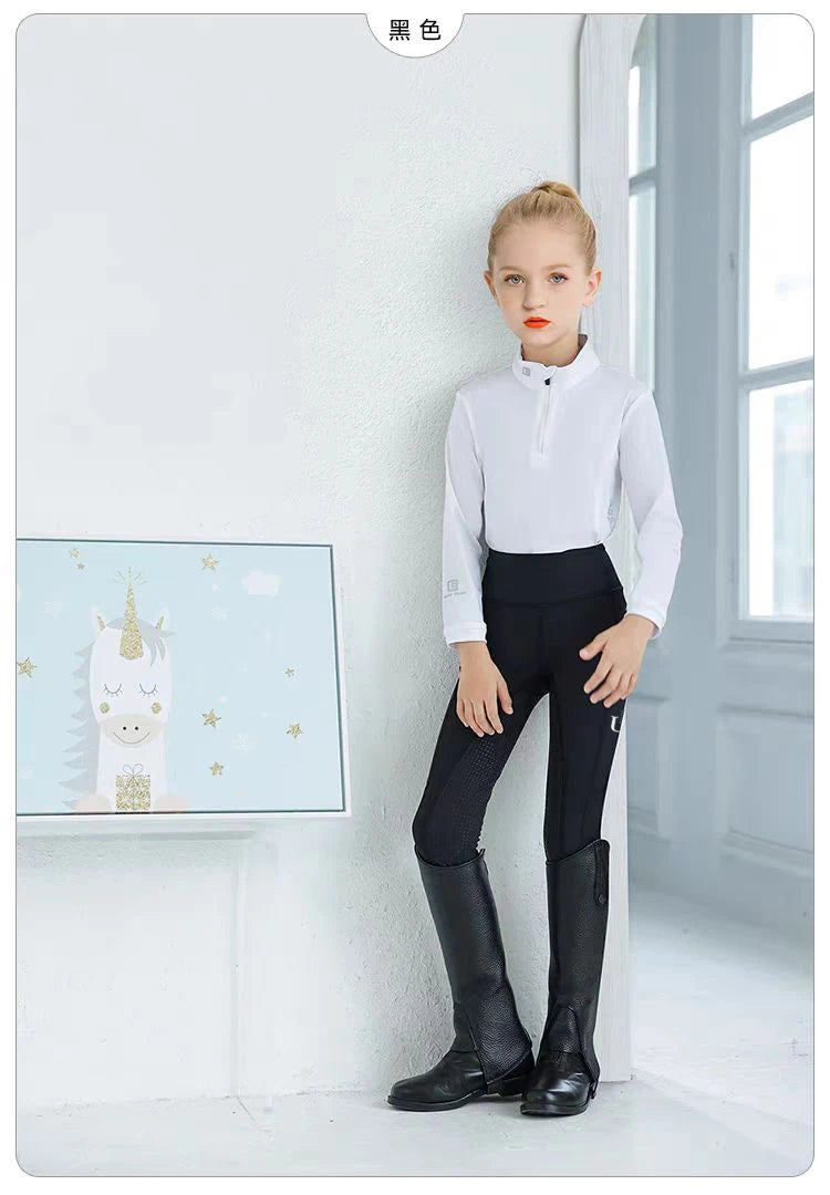 Summer children's equestrian pants high elasticity knitted children's horse riding pants full silicone