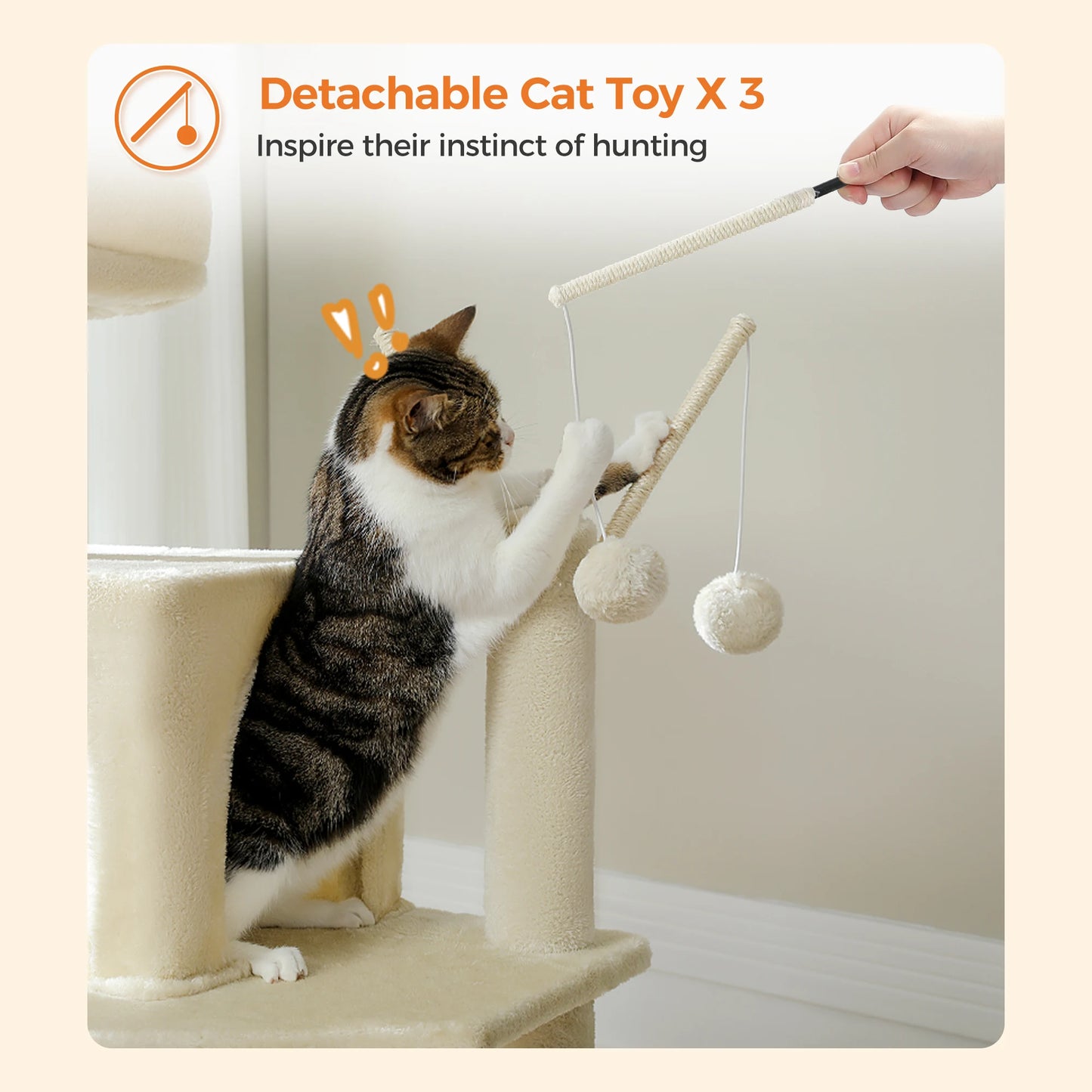 Large Cat Tree Tall Cat Tower for Indoor Cats Multi-Level Plush Cat Condo with Scratching Posts Scratching Posts Perches Caves
