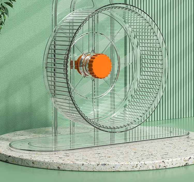 Hamster Silent Exercise Wheel - Dual ABEC-7 Bearings & Adjustable Stand, Extra Wide 28cm for Syrian/ Roborovski hamster, Anti-Shock Base