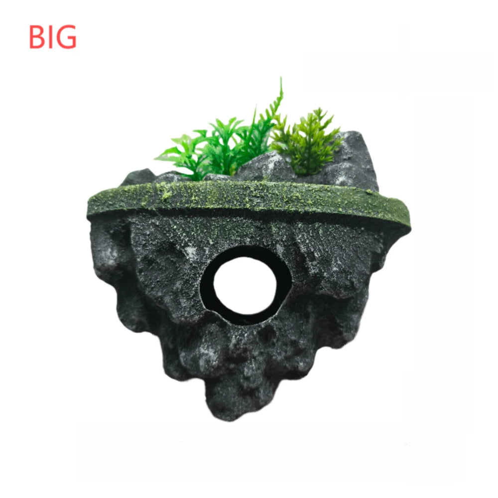 Multi - Use Aquarium Floating Island Decor Rock with Shelter for Fish, Ecological Scenery Rockery for Fish Tank Landscaping