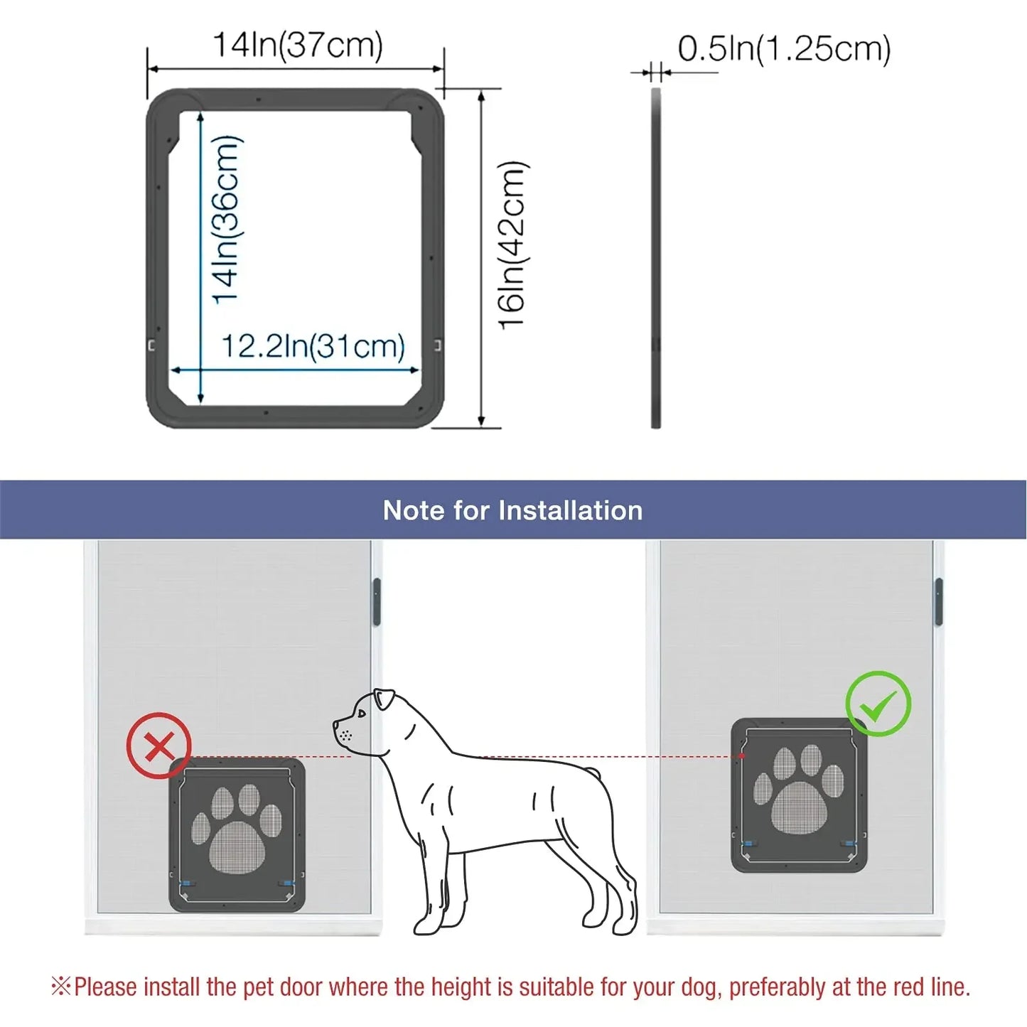 4-Way Lockable Plastic Pet Big Dog Cat Door for Screen Window Safety Flap Gates Pet Tunnel Dog Fence Free Access Door for Home