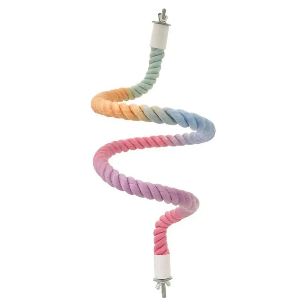 Screw Head Colored Cotton Parrot Pole Sturdy Hanging Clip Parrot Standing Woven Rope Rotating Comfortable Bird Bite Toy Climbing Pet