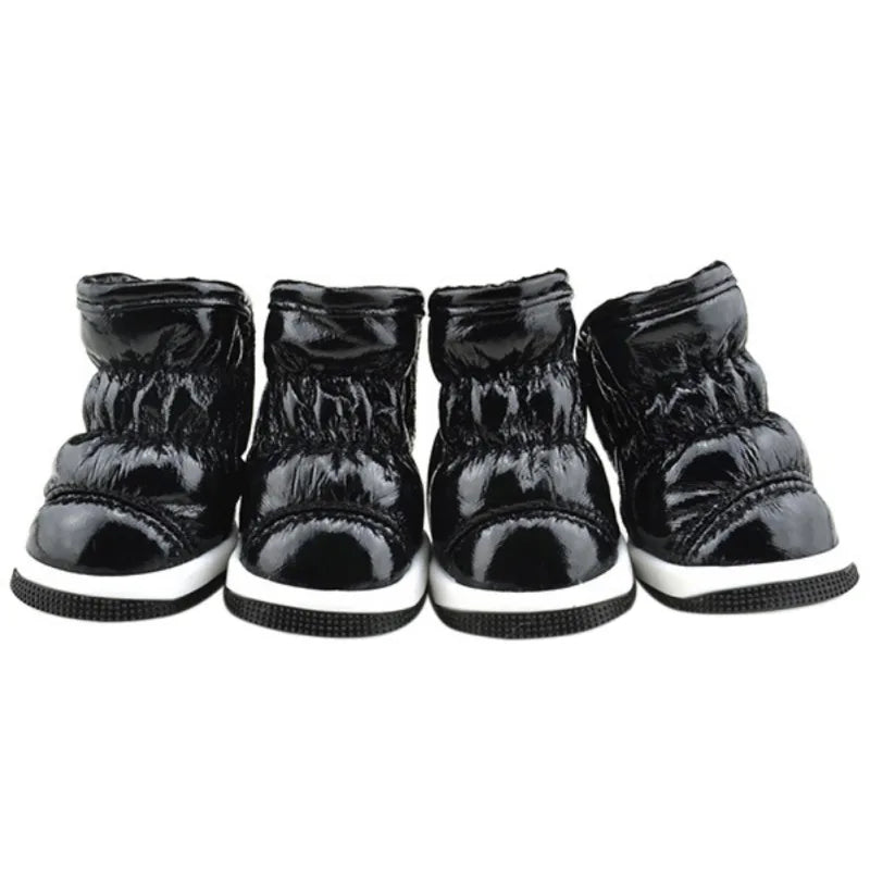 4pcs/sets Winter Dog Shoes Warm Fleece Puppy Pet Shoes Waterproof Dog Snow Boots For Small Dogs Chihuahua Yorkie Teddy Shoes